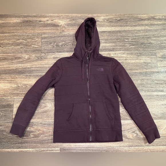 The North Face Medium Dark Purple Full Zip Hoodie Sweatshirt Jacket Furry Lining - Picture 1 of 10